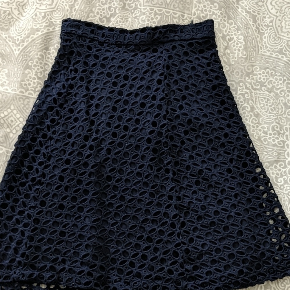 Zara Navy A Line Skirt XS 0 Eyelit